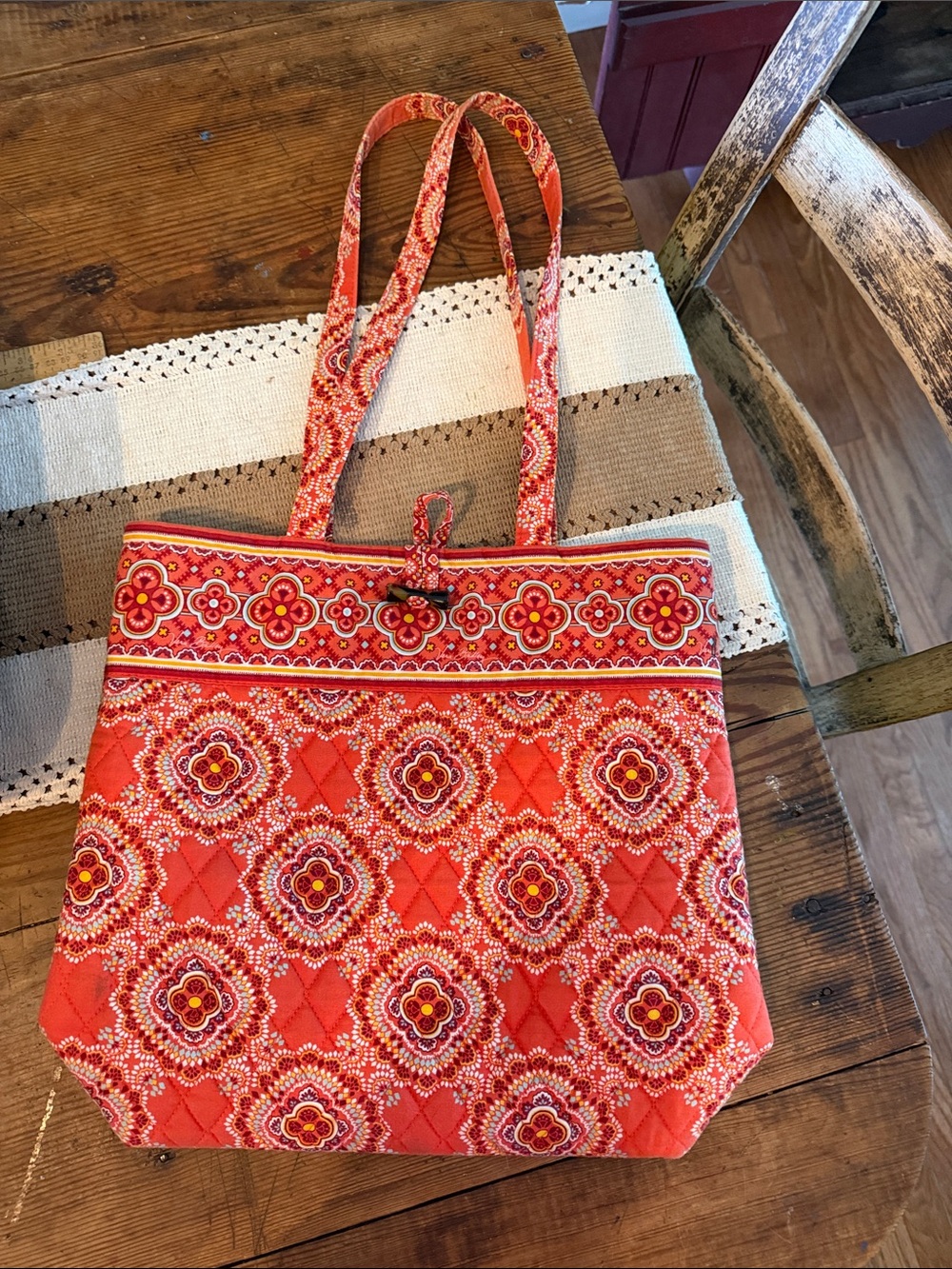 Vera Bradley retired Paprika pattern Quilted tote bag